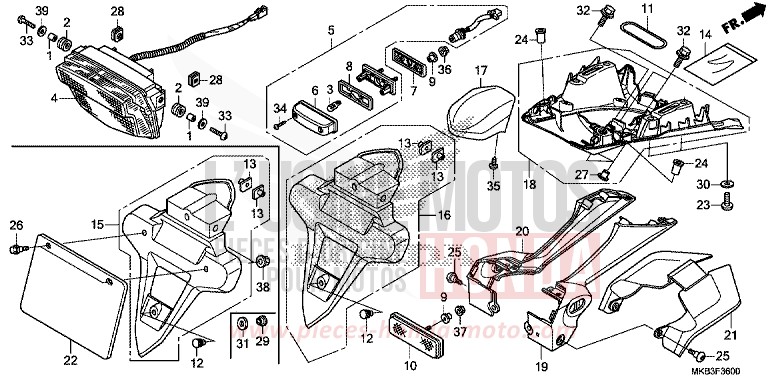 HECKLEUCHTE von CBR1000RR „Fireblade“ ROSS WHITE (NH196) von 2016